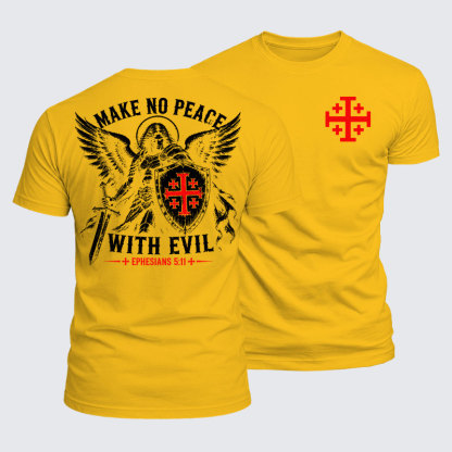 Luxe Mercerized Cotton Tee - Make No Peace with Evil Knight Templar Jerusalem Cross