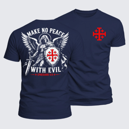 Luxe Mercerized Cotton Tee - Make No Peace with Evil Knight Templar Jerusalem Cross