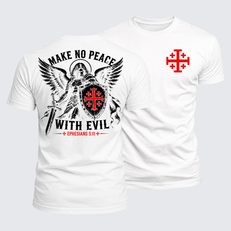 Luxe Mercerized Cotton Tee - Make No Peace with Evil Knight Templar Jerusalem Cross