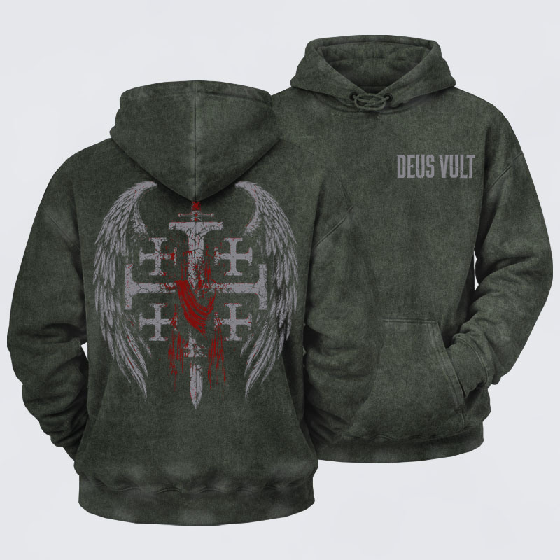Deus VultWashed Hoodie- Deus Vult: God Wills It