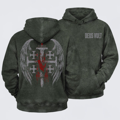 Deus VultWashed Hoodie- Deus Vult: God Wills It