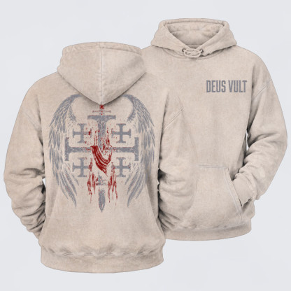Deus VultWashed Hoodie- Deus Vult: God Wills It