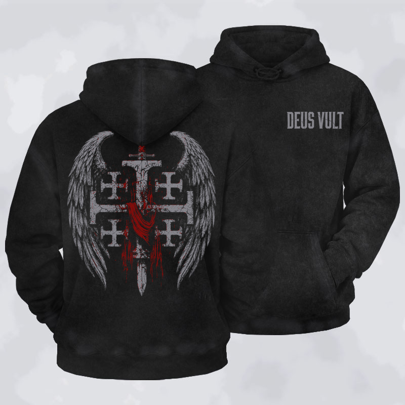 Deus VultWashed Hoodie- Deus Vult: God Wills It