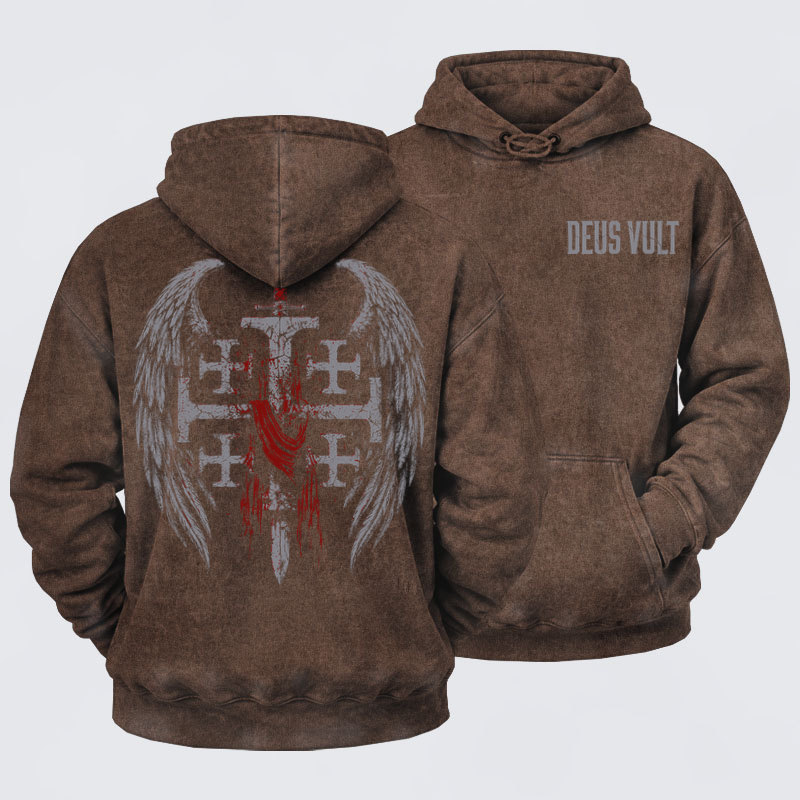 Deus VultWashed Hoodie- Deus Vult: God Wills It