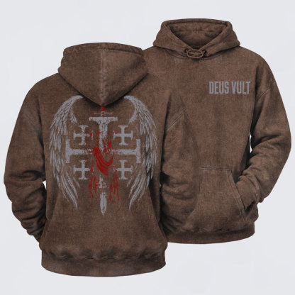 Deus VultWashed Hoodie- Deus Vult: God Wills It