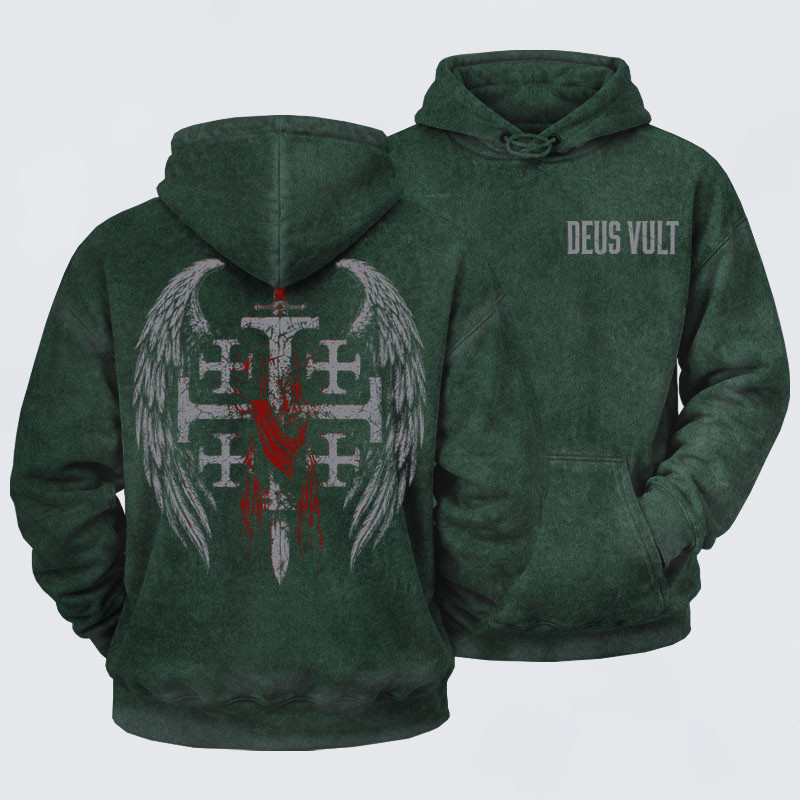 Deus VultWashed Hoodie- Deus Vult: God Wills It