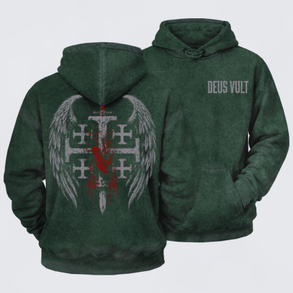 Deus VultWashed Hoodie- Deus Vult: God Wills It