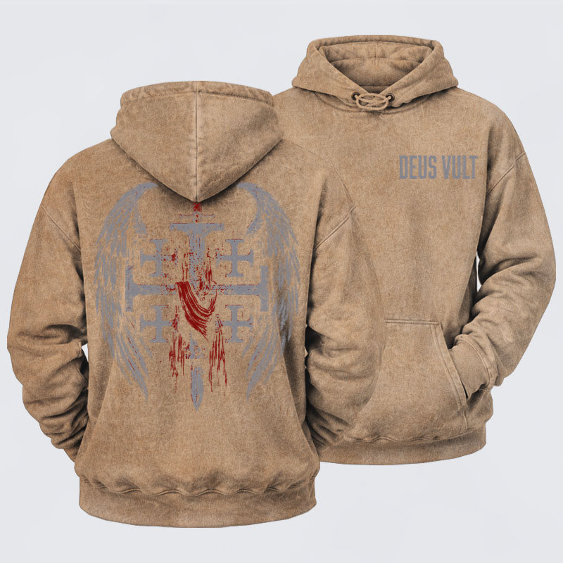 Deus VultWashed Hoodie- Deus Vult: God Wills It