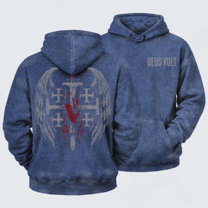 Deus VultWashed Hoodie- Deus Vult: God Wills It