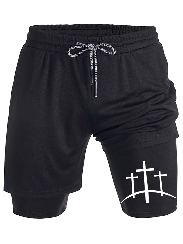 Cross Printed Christian Performance Shorts