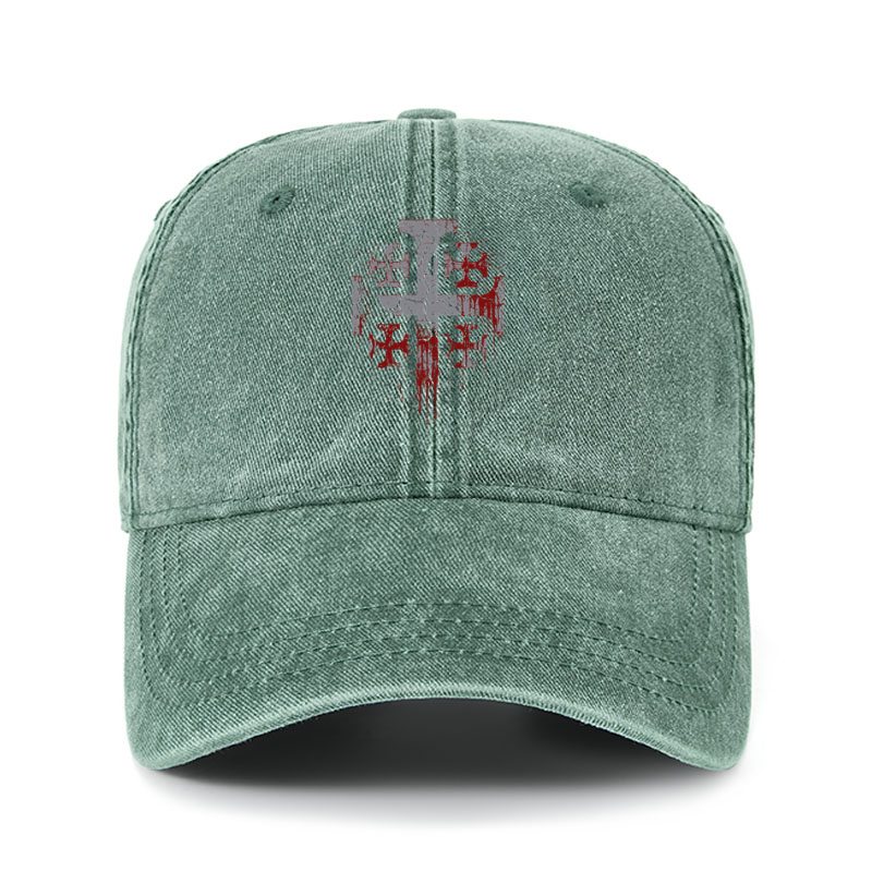 Heritage Washed Cap - Deus Vult - Dark Green (front)