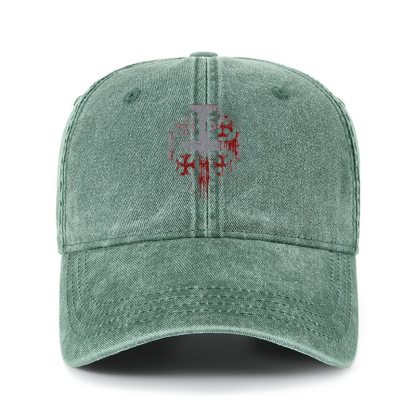 Heritage Washed Cap - Deus Vult - Dark Green (front)