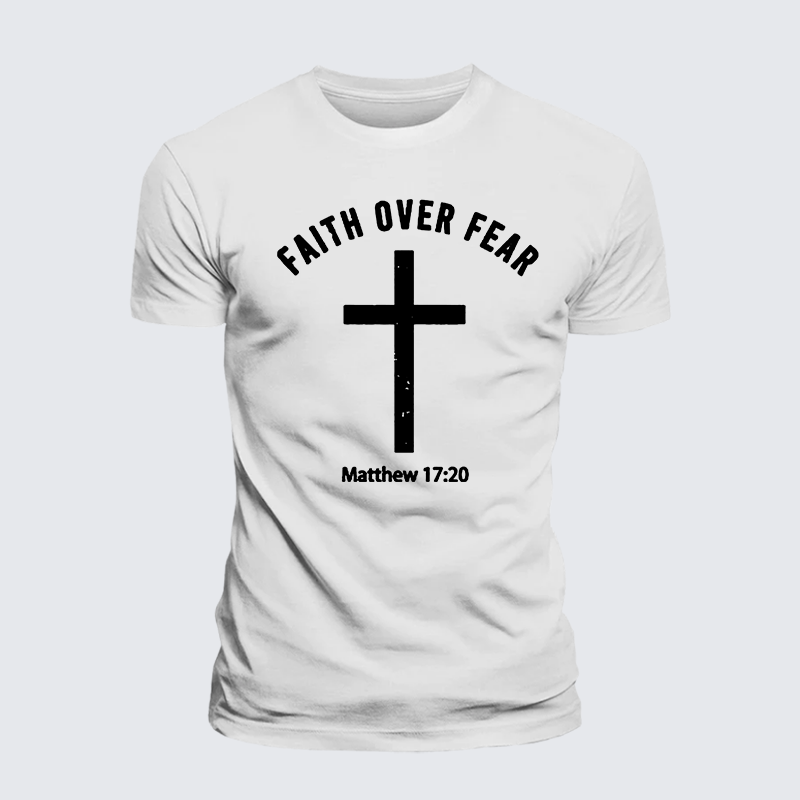Faith Over Fear Jesus God Christian Premium Mercerized Cotton Tee