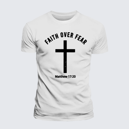 Faith Over Fear Jesus God Christian Premium Mercerized Cotton Tee