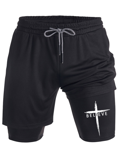 Believe Cross Jesus Christian Performance Shorts