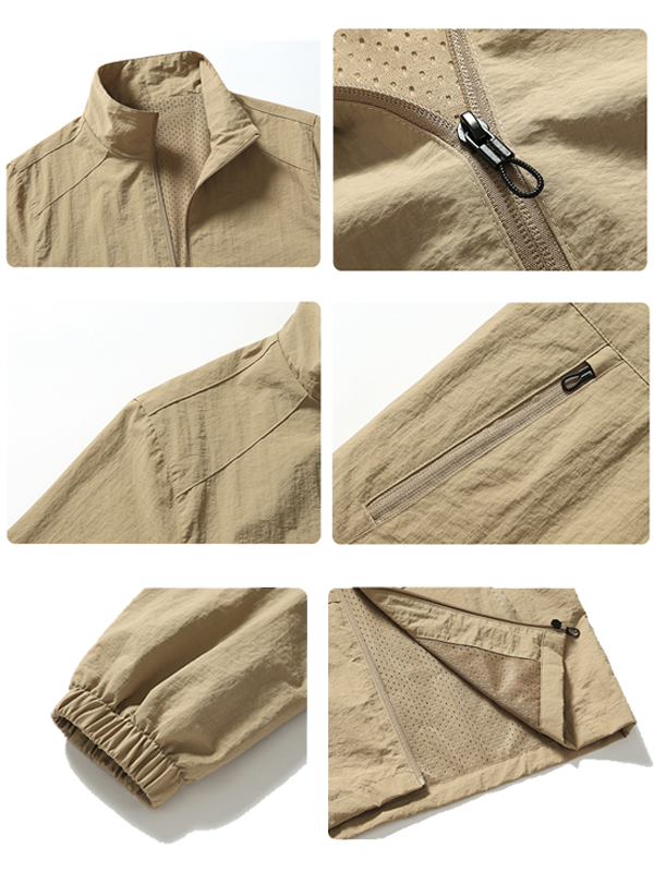 Men's Cross Print Casual Stand-collar Waterproof Jacket