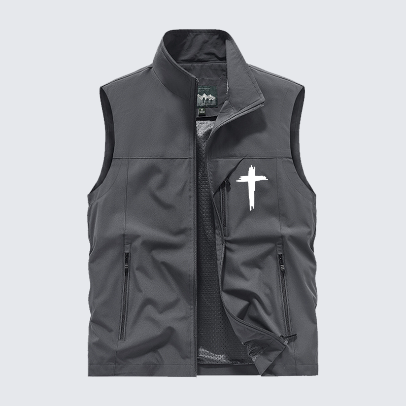 Cross Printed Jesus God Christian Outdoor Quick-dry Vest