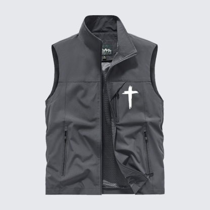 Cross Printed Jesus God Christian Outdoor Quick-dry Vest