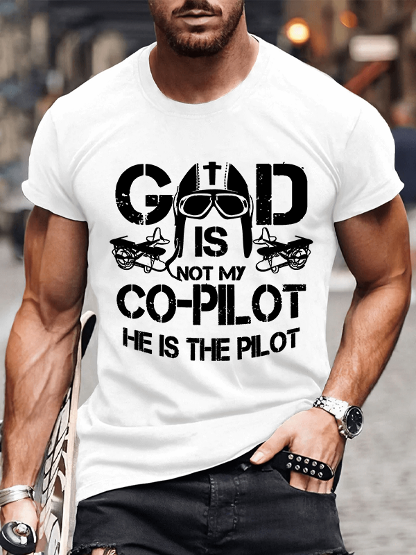  God Is My Pilot Christian Cotton T-Shirt