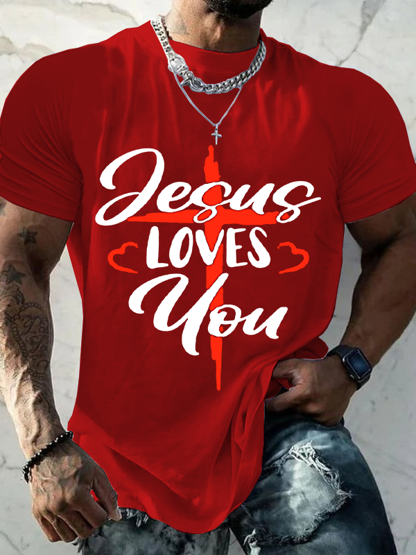 Jesus Loves You Christian Cotton T-Shirt