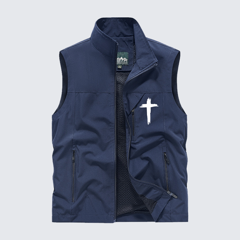 Cross Printed Jesus God Christian Outdoor Quick-dry Vest