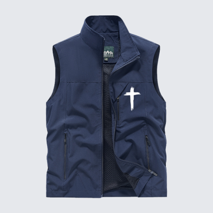 Cross Printed Jesus God Christian Outdoor Quick-dry Vest