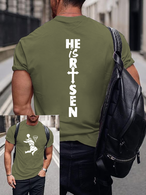 He Is Risen Christian Cotton T-Shirt