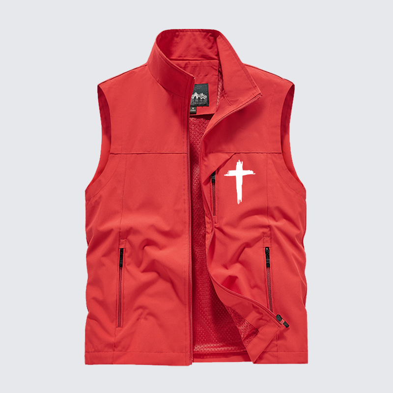 Cross Printed Jesus God Christian Outdoor Quick-dry Vest
