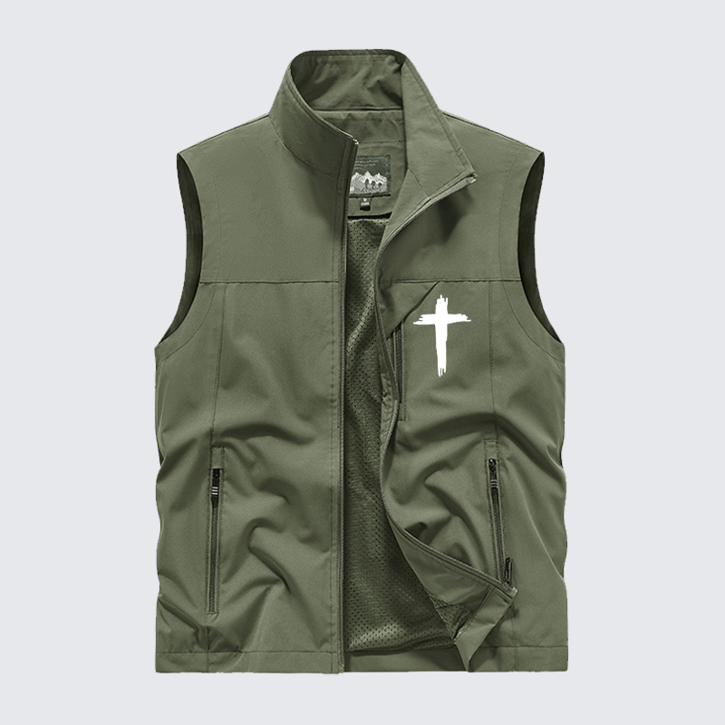Cross Printed Jesus God Christian Outdoor Quick-dry Vest