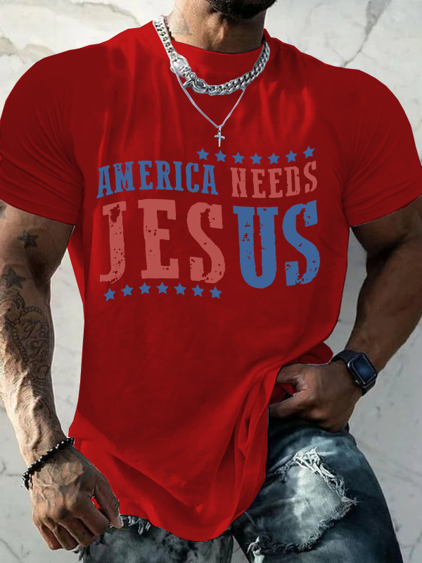 America Needs Jesus Christian Cotton T-Shirt