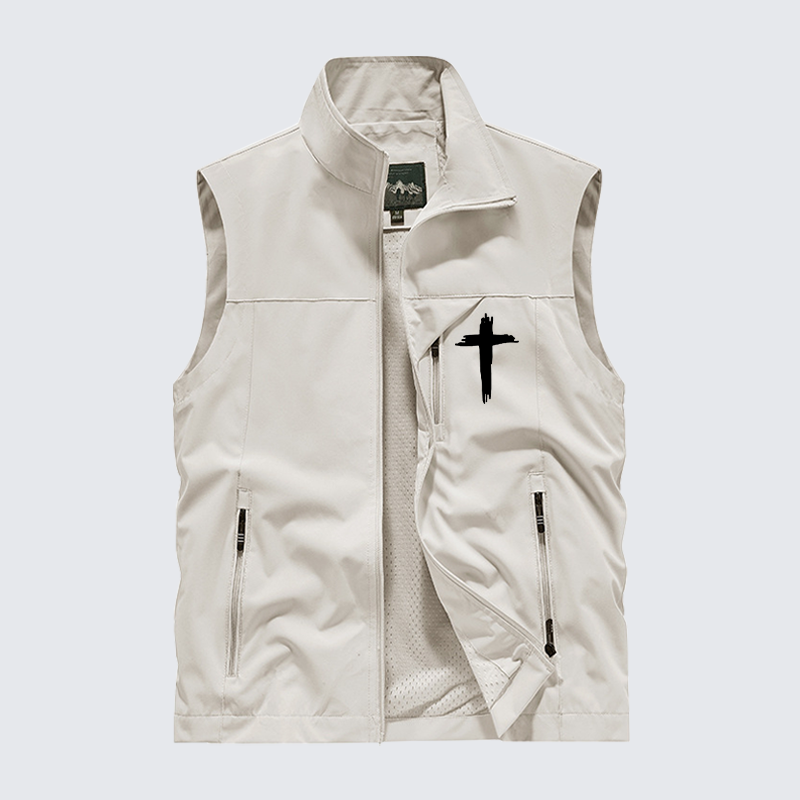 Cross Printed Jesus God Christian Outdoor Quick-dry Vest