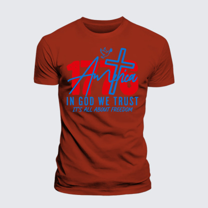 1776 In God We Trust Jesus God Christian Premium Mercerized Cotton Tee