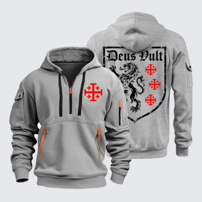 Zipper Hoodies –Deus Vult Jerusalem Cross Lion