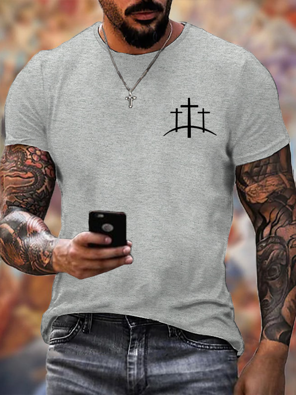 Men's Cross Printed Casual T-Shirt