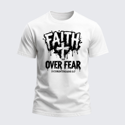 Heavyweight Cotton Tee - Faith Over Fear Cross