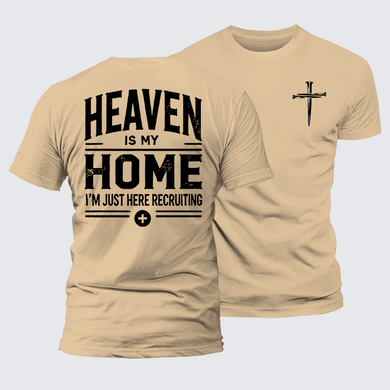 Heaven Is My Home Jesus God Christian Premium Mercerized Cotton Tee