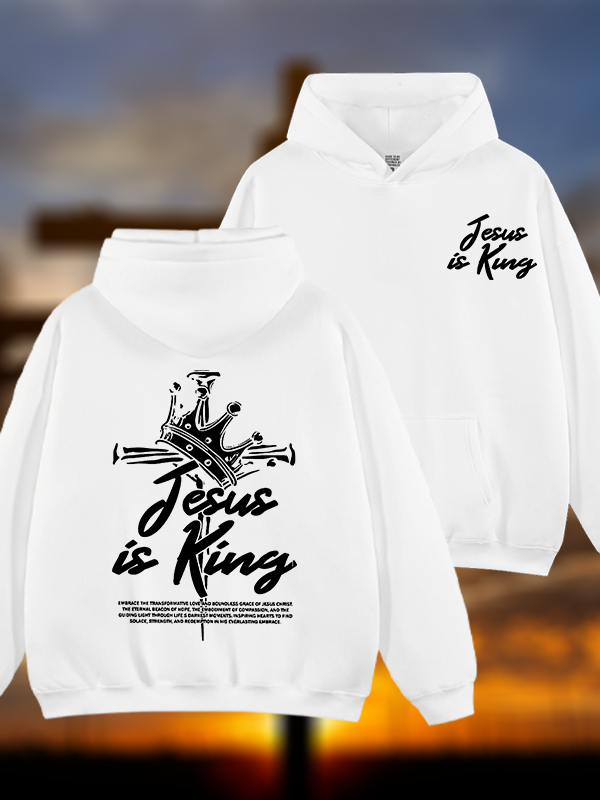 Jesus Is King Jesus God Christian Plush Fleece-Lined Hoodie