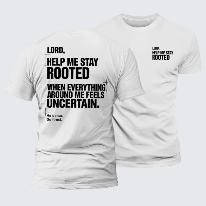 Lord Help Me Stay Rooted Jesus God Christian Premium Mercerized Cotton Tee