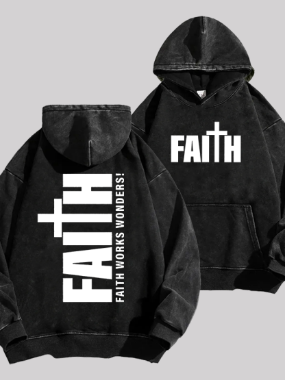 Faith Cross Jesus God Christian Washed Hoodie