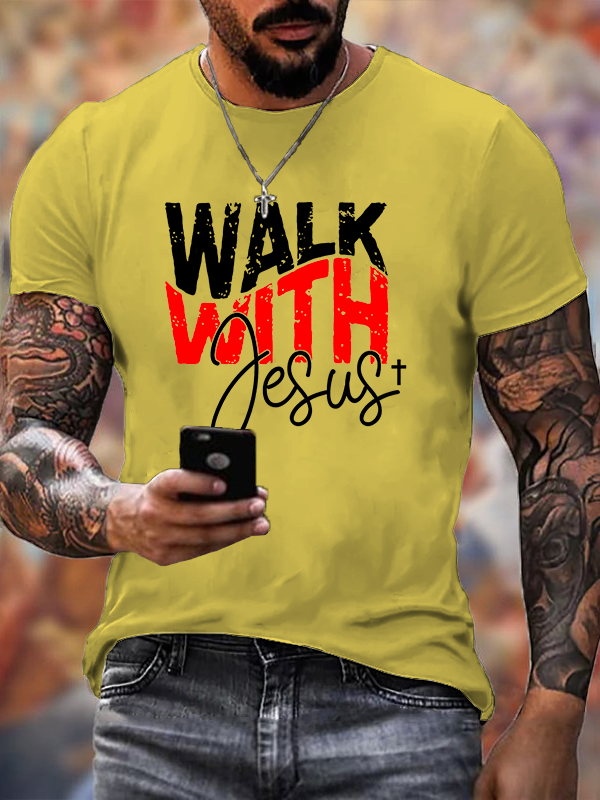 Walk With Jesus Jesus God Christian Cotton T-Shirt