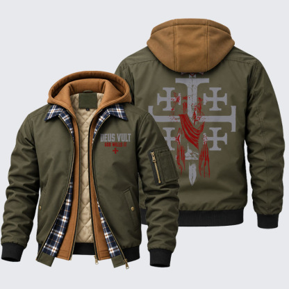 Hooded Bomber Jacket - Deus Vult: God Wills It