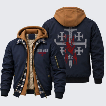 Hooded Bomber Jacket - Deus Vult: God Wills It