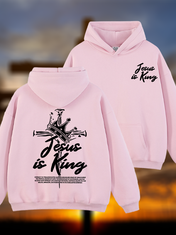 Jesus Is King Jesus God Christian Plush Fleece-Lined Hoodie