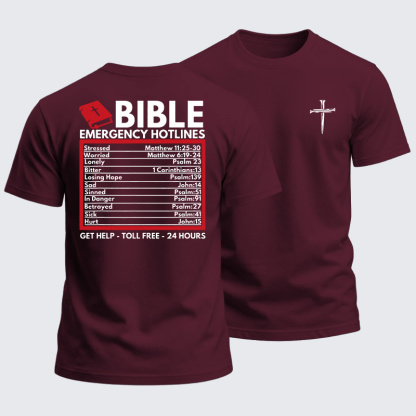 Heavyweight Cotton Tee - Bible Emergency Numbers