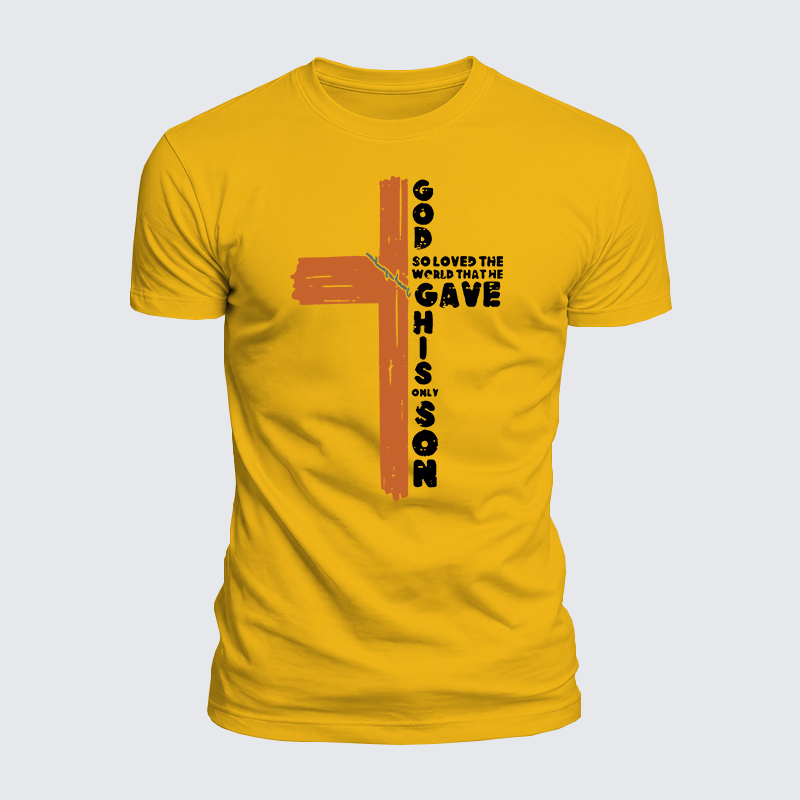 Cross God So Loved The World Jesus God Christian  – Luxe Mercerized Interlock Cotton Tee