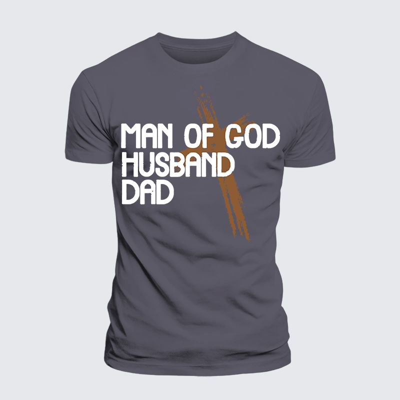 Man Of God Husband Dad Jesus God Christian Premium Mercerized Cotton Tee