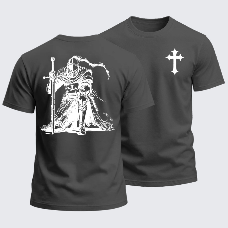 Heavyweight Cotton Tee - Crusader Knight Christian