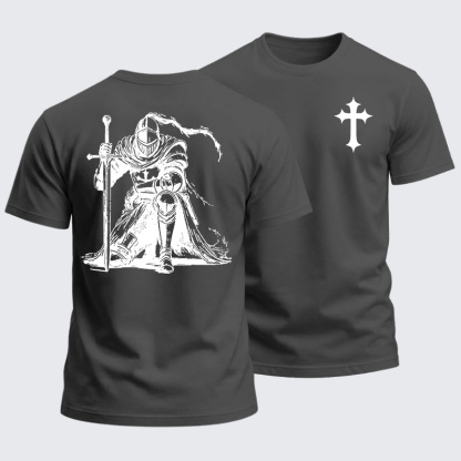 Heavyweight Cotton Tee - Crusader Knight Christian