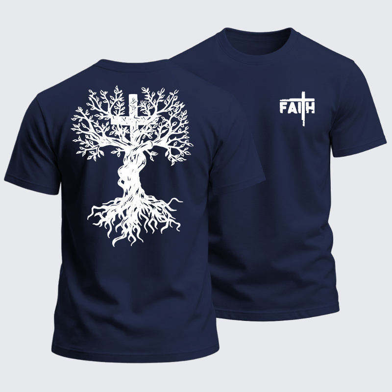 Heavyweight Cotton Tee - Faith Tree Cross