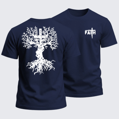 Heavyweight Cotton Tee - Faith Tree Cross